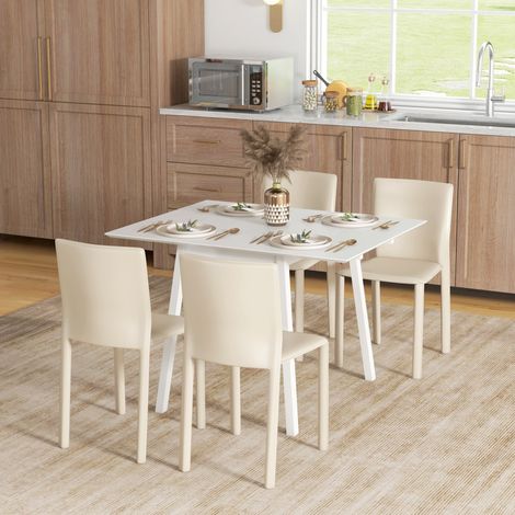 Mesa de comedor plegable 110x86x75 cm blanca de madera con diseño extensible para pequeños espacios (1/5)