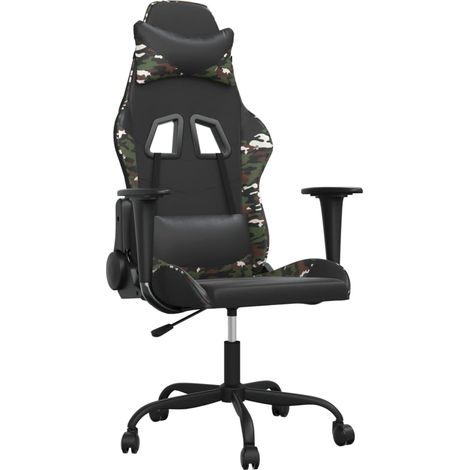 Chaise de jeu Chaise de Gaming de massage Noir et camouflage Similicuir (1/5)