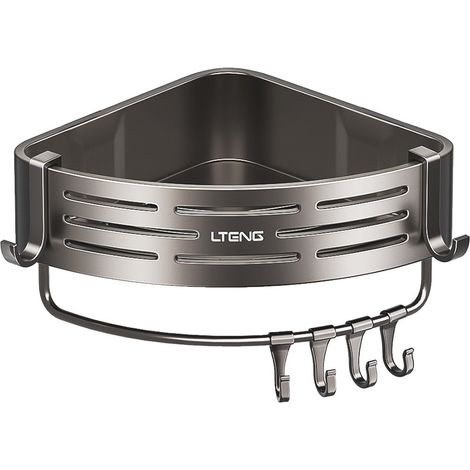 Étagère d'angle salle de bain gris canon simple étage sans perçage (1/5)