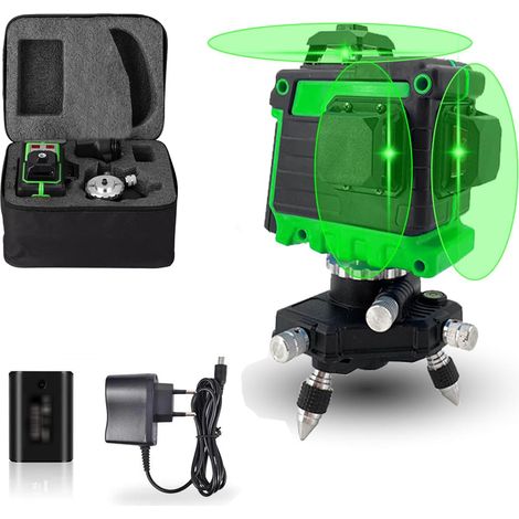 Niveau Laser Vert 4D Professionnel - 16 Lignes 360°, IP54, Télécommande - Mallette Incluse pour Chantiers et Bricolage (1/5)