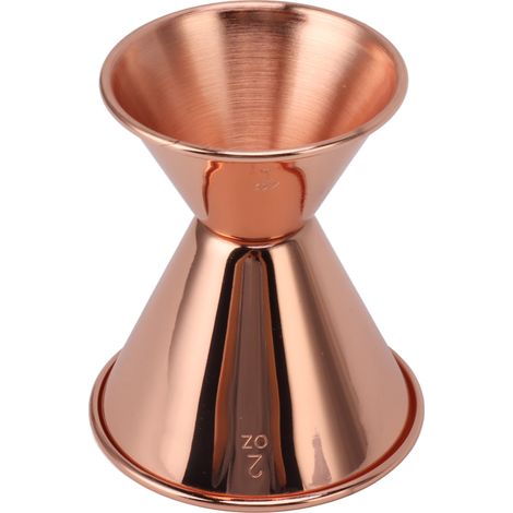 Doseur double professionnel en acier inoxydable 304, plaqué cuivre, idéal pour restaurants, bars et particuliers. (1/5)
