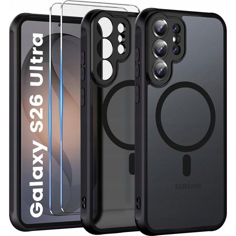 Funda MagSafe negra mate para Samsung S26 Ultra + 2 protectores de pantalla de cristal (1/5)
