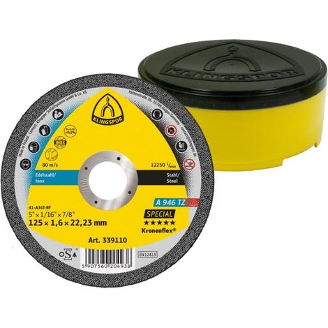 Disco de corte para acero, metal y hierro fundido, 125x1.6, Klingspor A946TZ (1/3)