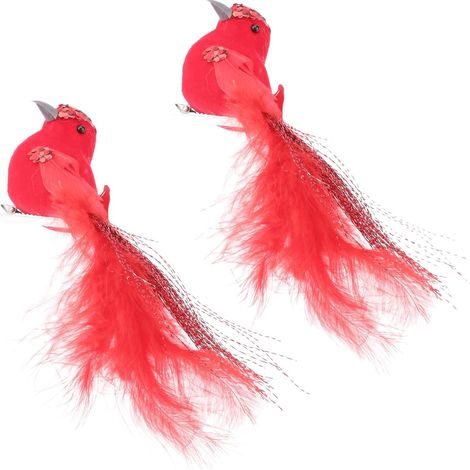5 Stück Künstliche Vogelmodelle in lebenden roten Farben mit