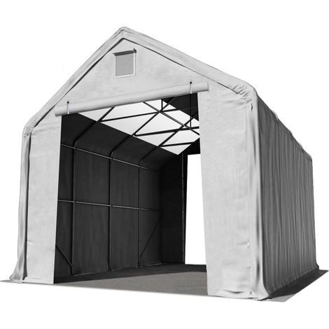 5x10m hangar TOOLPORT avec fenêtres dans le toit, porte 3x3,4m, PRIMEtex PVC 2300 N, anti-feu