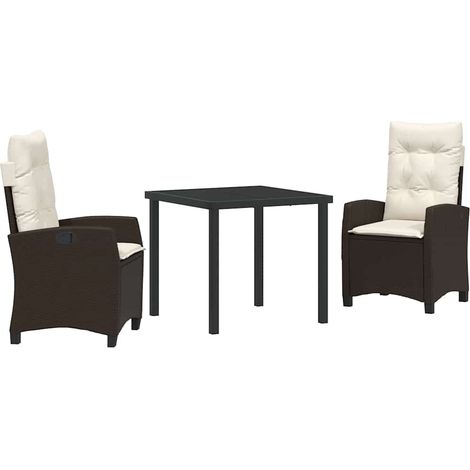 Ensemble de salle à manger pour jardin 3 pcs,Salon de jardin Marron polyrotin CFW51218 (1/5)