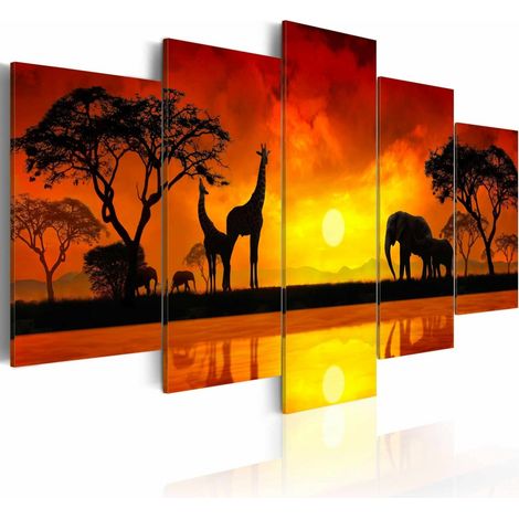 Tableau coucher de soleil sur la savane - 200 x 100 cm (1/4)