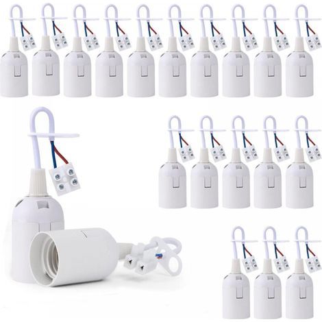 20 Pièces Douille de Lampe E27 Support Ampoule avec Testeur de Phase, Base de Lumière Douille de Suspension Douille de Chantier Rénovation Douille de Rechange Douille de Bâtiment avec Câ (1/5)