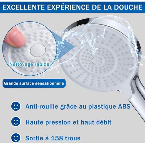Conjunto de ducha de 6 etapas con filtro de presión, que incluye cabezal de ducha, manguera y brazo, apto para agua dura. (1/3)