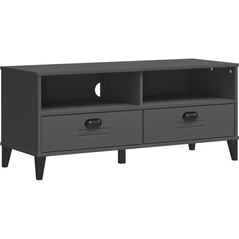 Mueble TV multimedia estantería para televisión buffet para televisión comedor salón dormitorio VIKEN antracita madera maciza de pino antracita 020028513