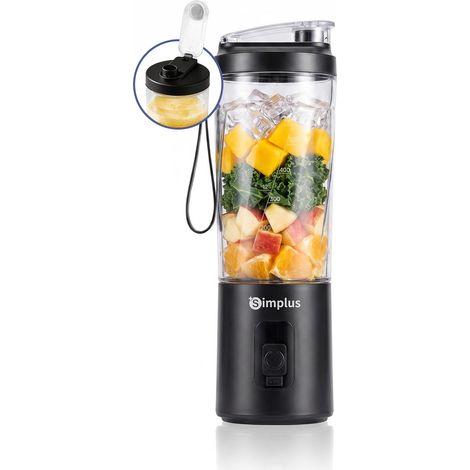 Blender Portable Mini USB-C Rechargeable pour Smoothies, Jus, Shakes Protéinés, 800ml sans BPA, Léger et Compact, Noir (1/5)