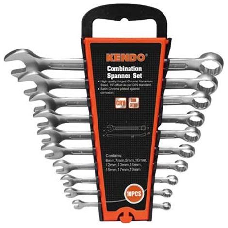 serie chiavi combinate con supporto kendo 10 pezzi contenuto 6-19 mm (1/4)