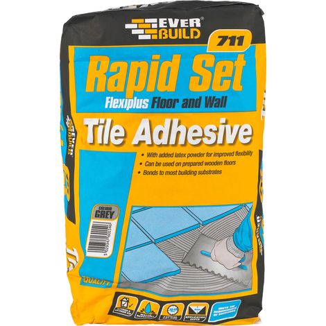 Everbuild Sika 711 TileSet Flexiplus Tile Adhesive Grey 20kg (1/3)