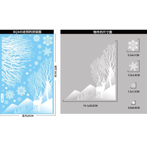 Autocollants pour fenêtre flocons de neige blancs et branches d'arbre, autocollants scène de forêt enneigée avec colibris, décorations de Noël hivernales, décorations de fenêtre statiques, anti-collis