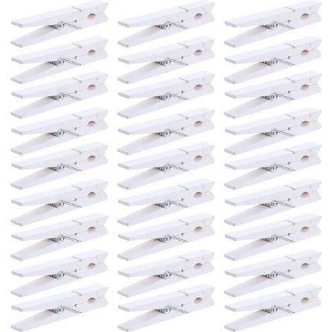Lot de 100 Mini Pinces à Linge en Bois Blanches Petites Pinces à Photos Décoratives pour Scrapbooking Loisirs Créatifs et Organisation Maintien Sécurisé pour Papiers Vêtements (1/5)