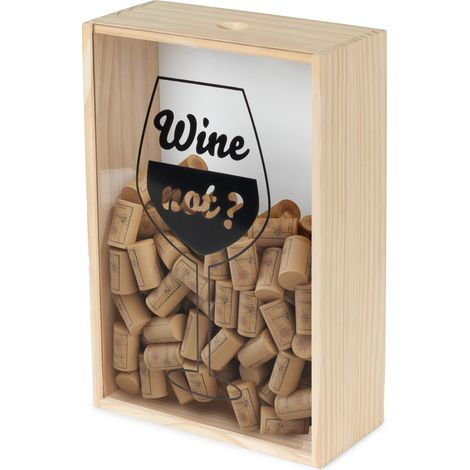 Boîte de rangement pour bouchons Cork - COMPACTOR - 20 x 10 x H.30 CM - Bois clair (1/5)