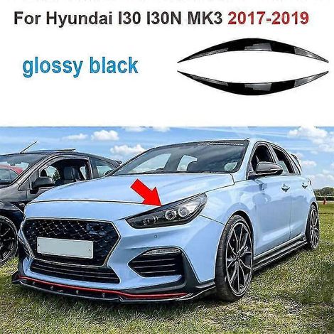 Glänzend schwarz für Hyundai i30 i30n Mk3 2017-2019 Frontscheinwerferabdeckung Zierleiste/Augenbrauenabdeckung/Scheinwerferblenden-Zieraufkleber – glänzend schwarz