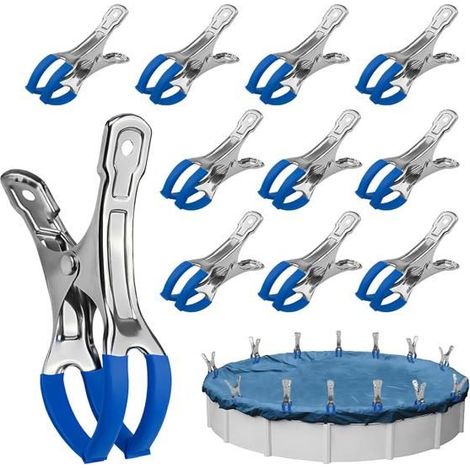 10 Edelstahl-Befestigungsklemmen für Schwimmbadplanen, Klemmen für Aufstellpools, Hochspannungsklammern