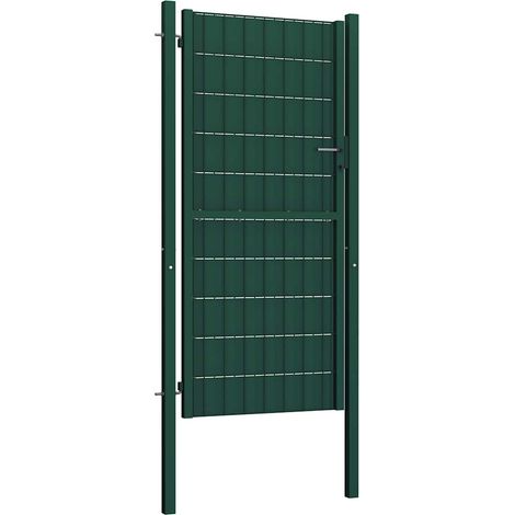 Portail de clôture en PVC et acier 100 x 124 cm vert (1/4)