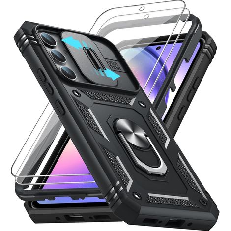 Coque pour Samsung Galaxy A54 5G (Pas Oppo A54) avec [2 Verre Trempé], 360° Full Protection de la Caméra en PC Dur Anti-Chut Renforcée Armor Heavy Duty Antichoc Bumper Housse Etui pour A54 Rose (1/5)