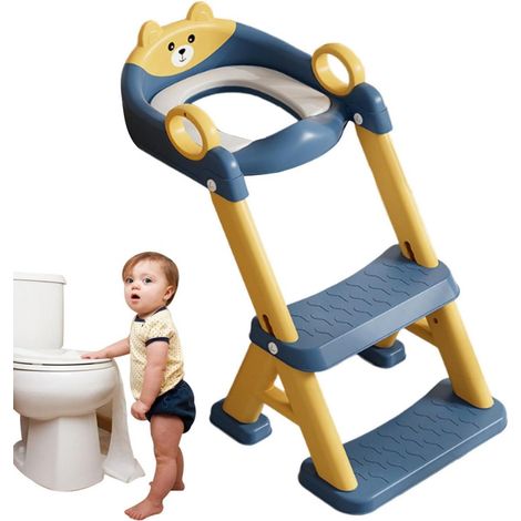 Marchepied Pour Toilette Enfant - Abattant Toilette Enfant - 2 En 1 Avec Repose-Pieds - Réglable En 3 Positions - Antidérapant - Pliable - Charge Max 50 Kg