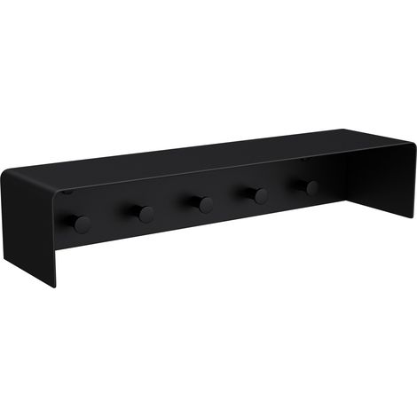 Sogood Porte-serviette noir mate inox portemanteau 5 patères crochet 50x10x10cm (1/5)