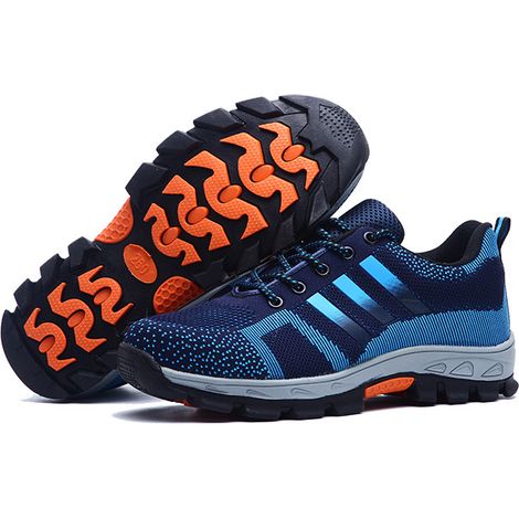 Chaussures de Sécurité Protection Homme,  Chaussures de Travail Antidérapantes, Femme Chaussures de Léger Respirant, Bleu, Taille 38