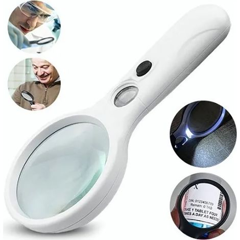 3-fache/45-fache Handlupe mit LED-Beleuchtung, für Kinder und Senioren, weiß (1/5)