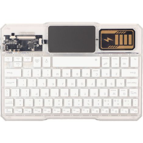Clavier Bluetooth rechargeable transparent sans fil avec rétroéclairage 7 couleurs pour tablette Mate (blanc)