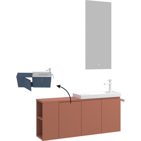 Waschtisch-Set mit Spiegel (2-teilig) "Ferla 110" – 110 x 22 x 45 cm – Matt-Zimt (1/5)