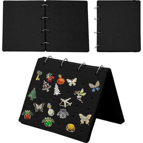 1pc Black 6-Page Enamel Pin Display Book 180 Pin Holder, Felt Pin Collector Display Organizers, Portable Travel Pin Books (Accessories Not Included) (1/5)