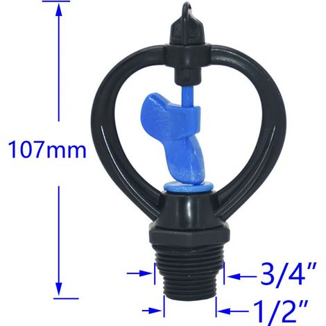 Arroseur de jardin rotatif à 360° (1/2 3/4 pouce) pour pelouse et jardin (1 pièce) (1/5)