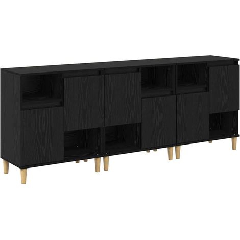 3 pcs Buffet,Meuble de Rangement,Bahuts Chêne noir 60 x 35 x 70 cm Bois d'ingénierie CFW970003 (1/5)