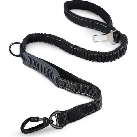 JSSEVN - Strong Dog Leash with Padded Handle, Anti-Pull Rope, Elastic Training Leash for Medium and Large Dogs with Strong Pulling (110CM-150CM, Black) (1/5)