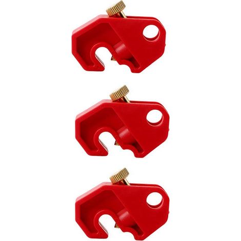 Dispositif de verrouillage de disjoncteur 3X avec verrouillage de sécurité à vis, universel pour disjoncteurs unipolaires et multipolaires, durable et sûr. (1/5)