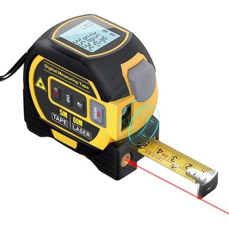 Cinta métrica, 60 metros, Cintas métricas, Láser digital multifuncional, 3 en 1, Cinta métrica de 5 metros, Acero inoxidable, Incluye pilas (1/5)