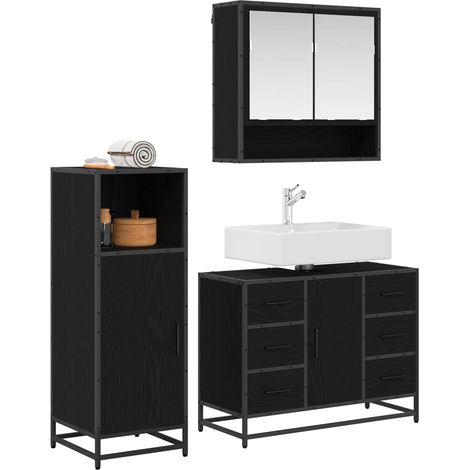 Maison Exclusive - Badezimmermöbel-Set 3 pcs Schwarz Eichen-Optik