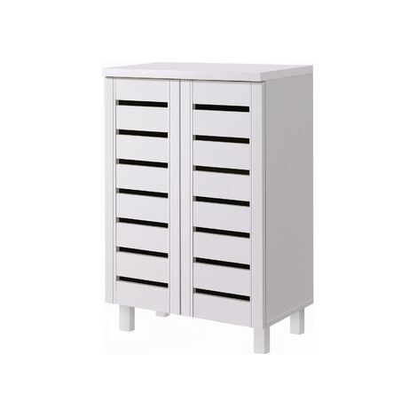 2 Door Shoe Cabinet Compact Storage Wooden Shoe Organizer 5 Finishes Oak - White (1/5)