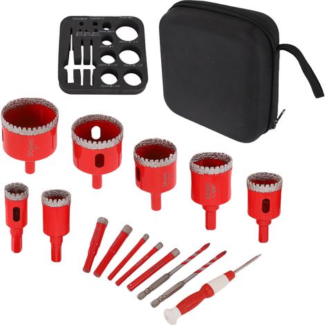 GARRYFIZH ‌Kit de trépans diamant brasés‌ - Pour perçage à sec ou eau, carrelage, verre, marbre, granit, coffret EVA