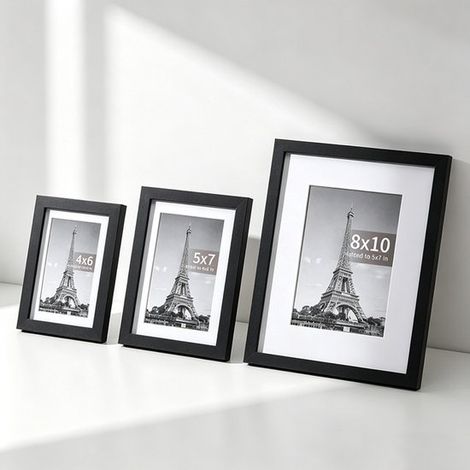 Ensemble de trois cadres photo décoratifs et créatifs, cadres photo de table pour la maison, adaptés aux photos, images, affiches, puzzles, etc., ensemble noir. (1/5)