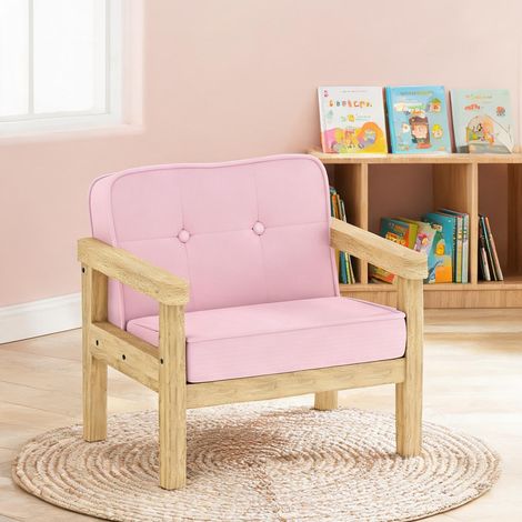 Fauteuil enfant en cord et bois massif 46 x 44 x 45 cm rosa (1/5)