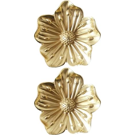 2 pièces Goldene Schrankknöpfe aus Messing mit Blumenform Antik Vintage Stil Einfache Montage (1/5)