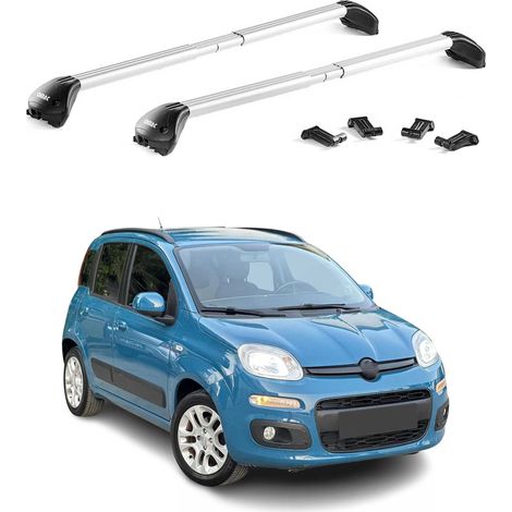 OMAC Dachträger Querträger TÜV geprüft für Fiat Panda III 2012-2026 – Abschließbar (4 Schlösser) – Max 100 kg – Robuste Befestigung Silber (1/5)
