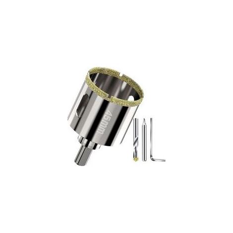 Scie cloche diamantée 45mm - Foret trépan diamant brasé sous vide pour granit, marbre, verre, céramique, porcelaine et carrelage dur - Foret de centrage inclus (1/4)