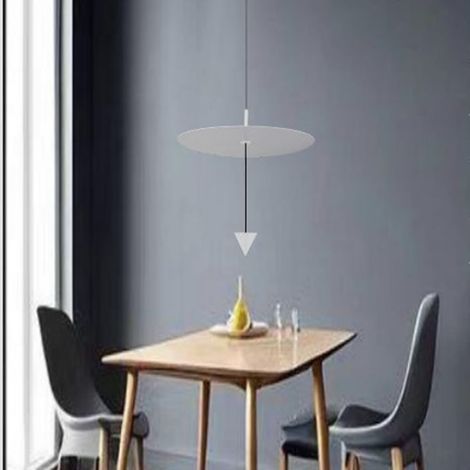TRADE SHOP - Lampadario A Sospensione Lampada 12w Luce Led 4000k Disco ø23.5cm Cono Bianco 32972 - (1/4)