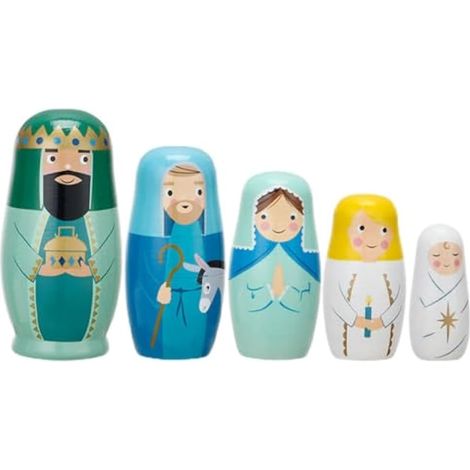 s Russes Gigognes pour Noël Statue Jésus Nativité à Empiler en 5 Pièces (1/5)