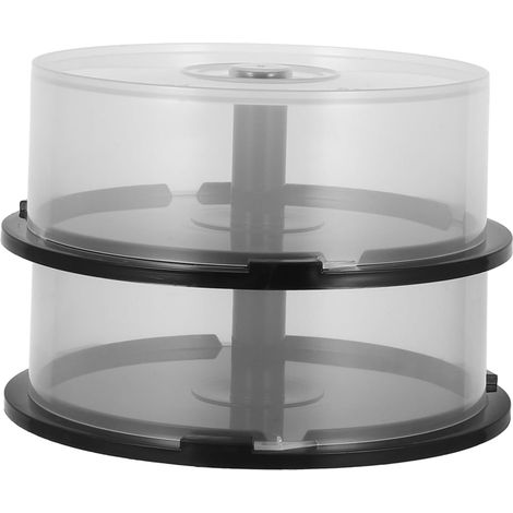 Lot de 2 seaux ronds transparents, capacité 25 disques chacun, rangement compact maison/bureau (1/5)