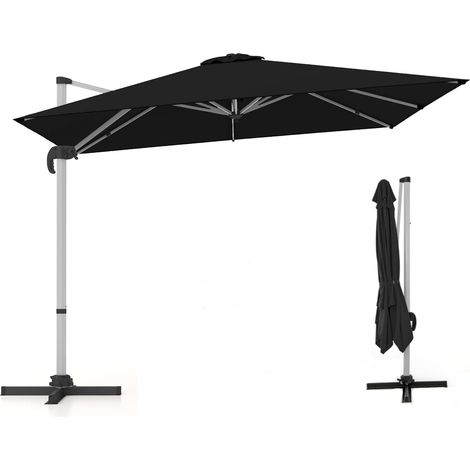 Parasol carré déporté 3x3m rotatif réglable – Noir