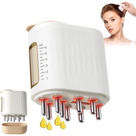 Elektrisches 2-in-1-Kopfhautmassagegerät und Haarölapplikator, tragbares Kopfhautmassagegerät für Haarwachstum, Rollkugelapplikator für die Haarpflege. (1/5)