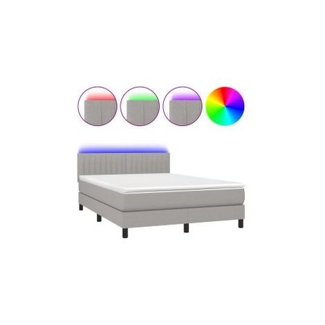 Sommier à lattes de lit et matelas et LED Gris clair 140x200 (1/5)